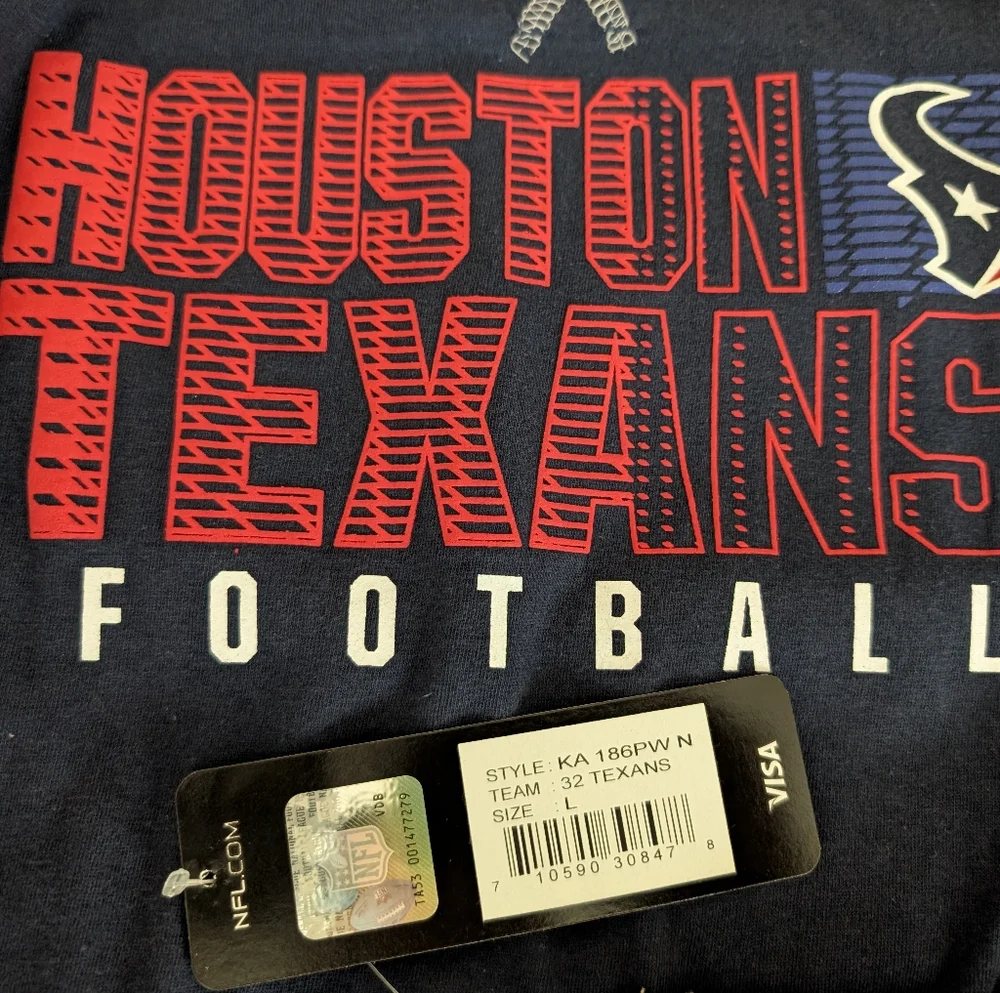 NWT•NFL Houston Texans Double Layer Long Sleeve T-shirt•Navy/Gray•Boys L 14/16 - Picture 4 of 7